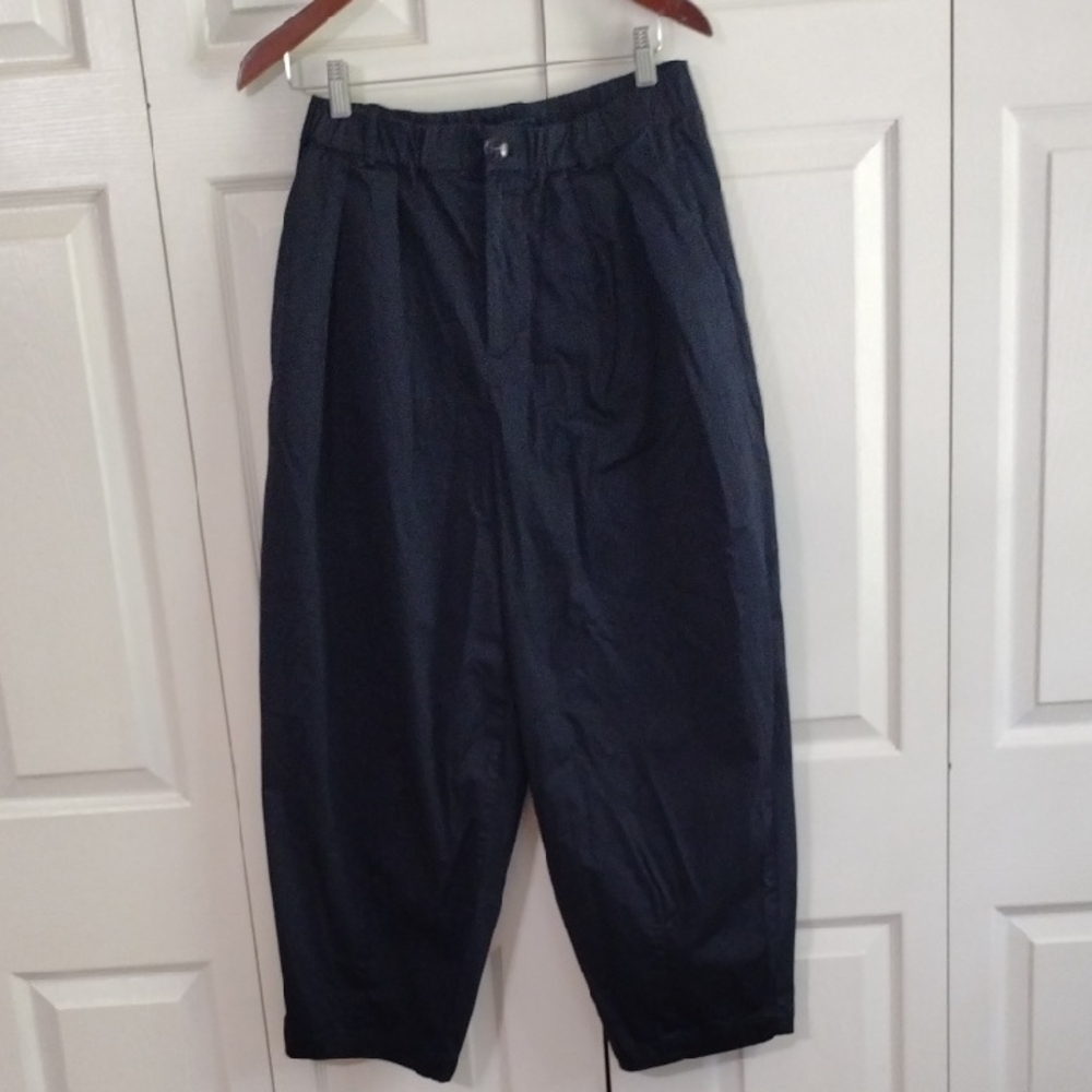 Maeve  Barrel Leg Navy Blue Trouser Pants
